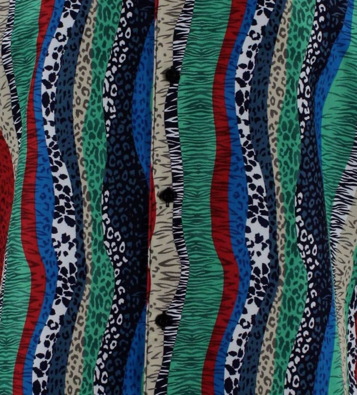 Bassiri Short Sleeve Camp Shirt - Green Fancy Streamer Design